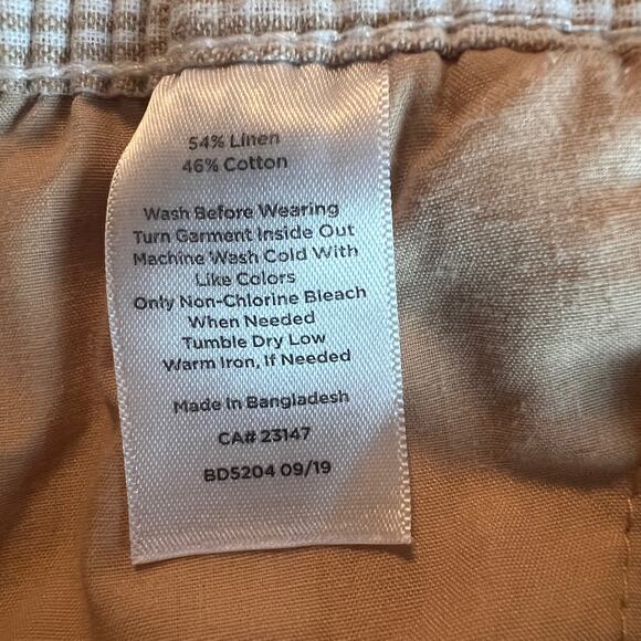 Preppy Classic Linen Cotton Beige Pinstriped Talbots Petite Heritage Pants 12P - Picture 7 of 11